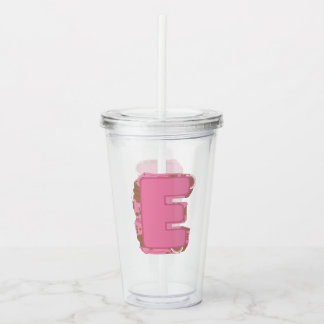 Koffie Letter E: Monogram Initiaal Acryl Drinkbeker
