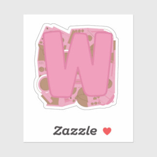 Koffie Letter W: Monogram Initiaal Sticker