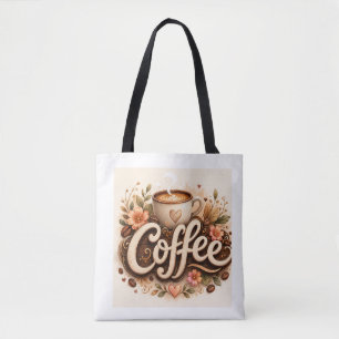 Koffie Liefde Bloemig Draagtas