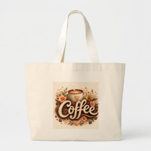 Koffie Liefde Bloemig Grote Tote Bag