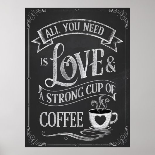 KOFFIE LIEFHEBBERS KEUKEN CHALKBOARD POSTER (Voorkant)