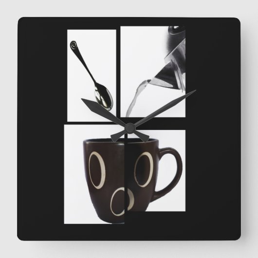 Koffie-loopmuur Vierkante Klok (Voorkant)