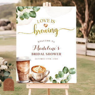 Koffie Love is Breaming Vrijgezellenfeest Welcome Poster