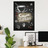 Koffie Lover Coffee House Blackboard Poster (Thuiskantoor)