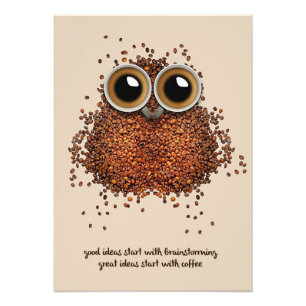 Koffie Lover Coffee Owl Foto Afdruk