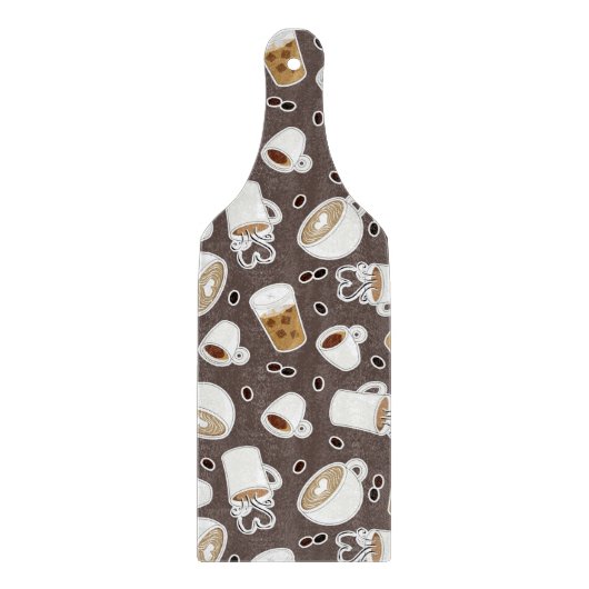 Koffie Lover Pattern Brown/Grey Snijplank (Voorkant)