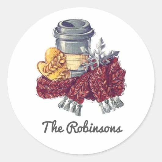 Koffie Lover's kerstman Ronde Sticker (Voorkant)