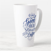 Koffie Lovers Quote Blue Calligraphy Tall White Latte Mok (Rechterhoek)