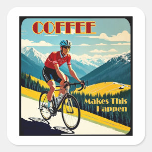 Koffie maakt dit mogelijk fietsen vierkante sticker