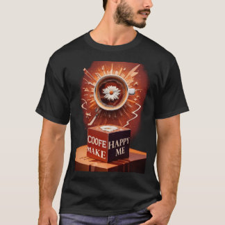 Koffie maakt me blij T-shirt - grappige cafeïne