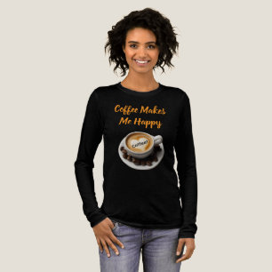 Koffie Maakt Me Gelukkig Lange of Korte Mouwen T-S Tri-Blend Shirt