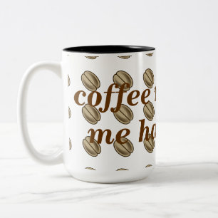 Koffie maakt me helemaal blij overdruk tweekleurige koffiemok