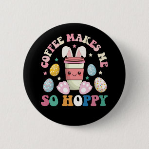 Koffie Maakt Me Zo Blij Konijn Konijn Gelukkig Pas Ronde Button 5,7 Cm