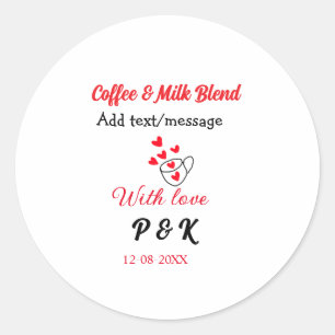 Koffie & melk mengeling liefde koppel koffie rood ronde sticker