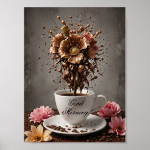 Koffie met chocoladebloem poster