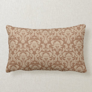 Koffie met Cream, Brown en Taupe Damask Kussen