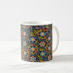 Koffie met een vintage-blauwe botanische print koffiemok