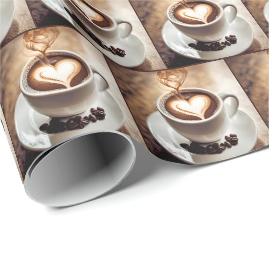 Koffie met hart en bonen cadeaupapier (Rol Hoek)