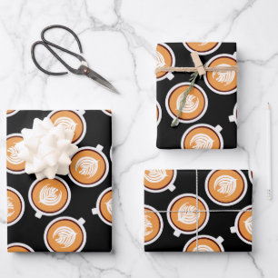 Koffie met karameldruppelpatroon inpakpapier vel