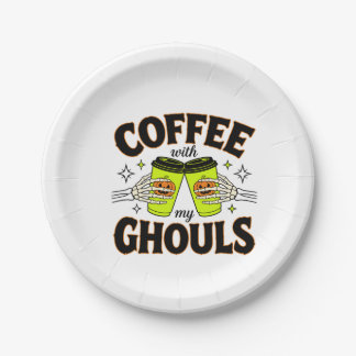 Koffie Met Mijn Spookachtige Vrienden Funny Hallow Papieren Bordje