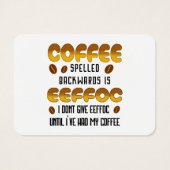 Koffie met ruggegraat visitekaartje (Achterkant)