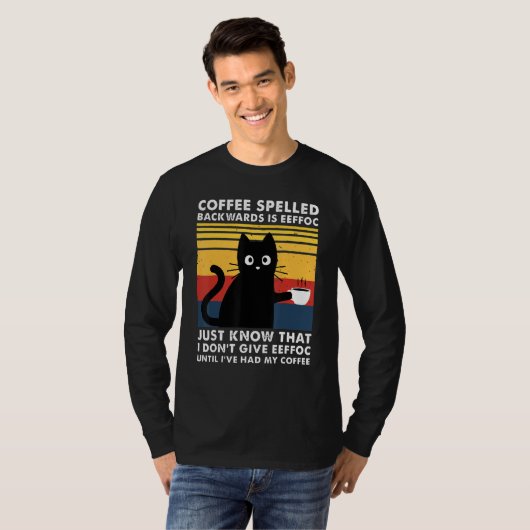 Koffie met rugleuning is EFFOC Funny Black Cat T-shirt (Voorkant volledig)