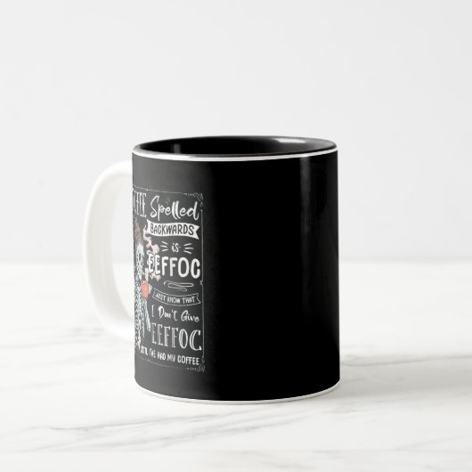 Koffie met rugleuning is EFFOC Funny Skeleton Tweekleurige Koffiemok (Voorkant links)