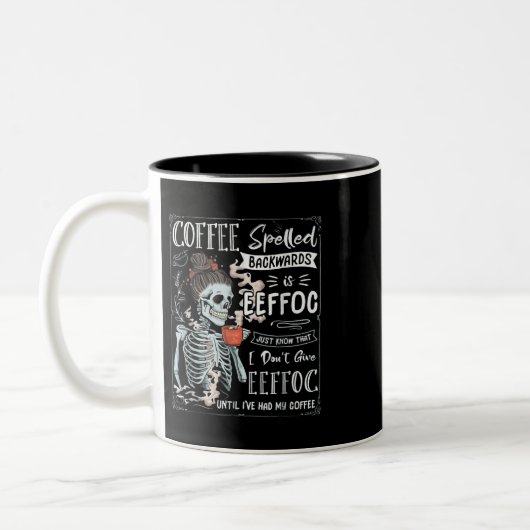 Koffie met rugleuning is EFFOC Funny Skeleton Tweekleurige Koffiemok (Links)
