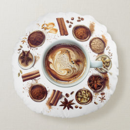 Koffie met specerijen Sublimatie Sierkussen Rond Kussen