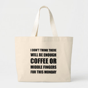 Koffie-middenvinger Grote Tote Bag