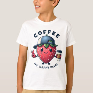 Koffie: mijn gelukkige plek - Cool Strawberry T-shirt