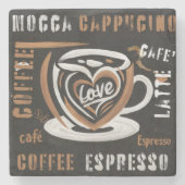 Koffie Mocca Cappucino Esspreso Cafe'Latte Stenen Onderzetter (Voorkant)