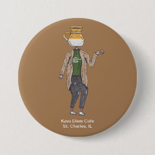 Koffie Mok Button Pin Character 1 - Kava Diem Cafe