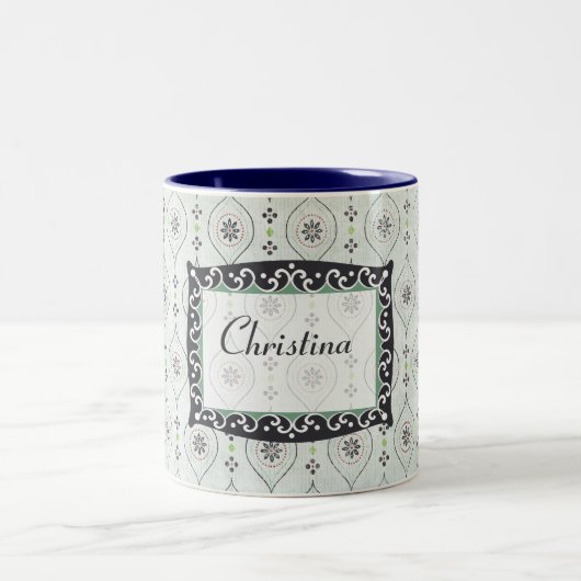 Koffie Mok Cup 2 blauw bloempatroon (Center)