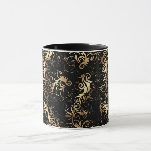 KOFFIE MOK GOLDEN LEAF BAROQUE ONTWERP (Midden)