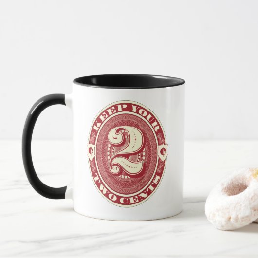 Koffie-Mok — houd uw twee cent Mok (Met donut)