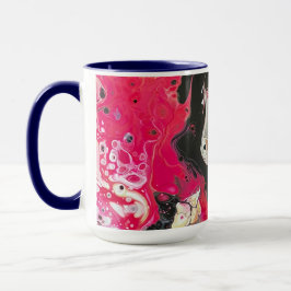 Koffie mok in roze, zwarte en gouden kleuren