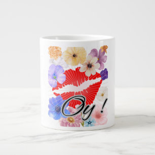 Koffie mok: Lippen en bloemen Extra Grote Beker
