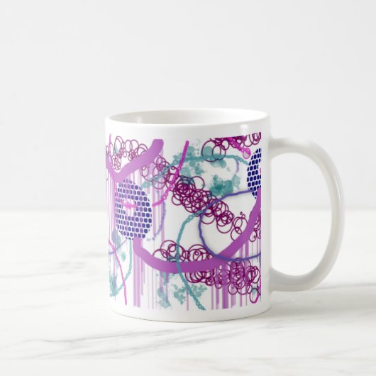 Koffie Mok met Abstract Paarse design (Rechts)