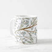 Koffie mok met bladeren en boomtakken (Voorkant links)