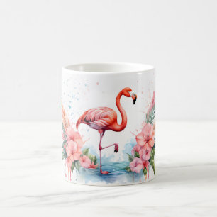 Koffie mok met een roze flamingo bedrukt