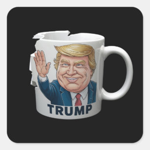 Koffie mok met een Trump Vierkante Sticker
