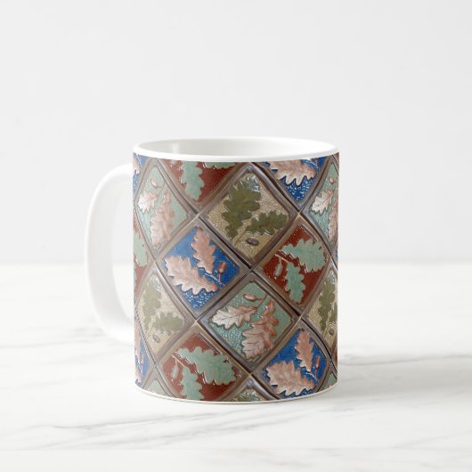Koffie Mok met Eikenblad Design (Voorkant links)