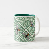 Koffie Mok met groen blad en bijen (Voorkant rechts)