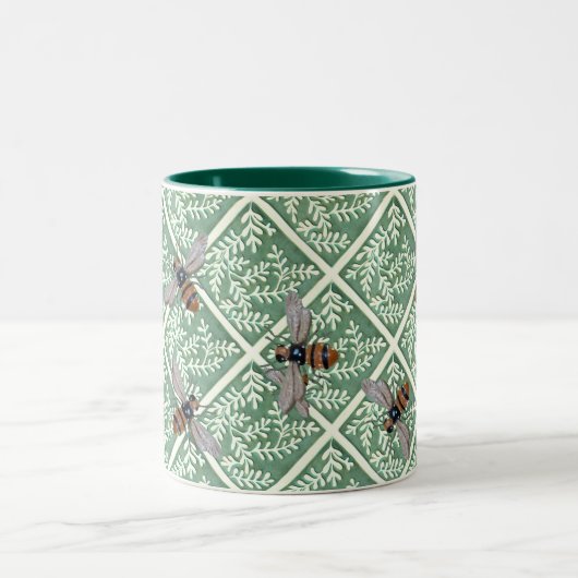 Koffie Mok met groen blad en bijen (Center)