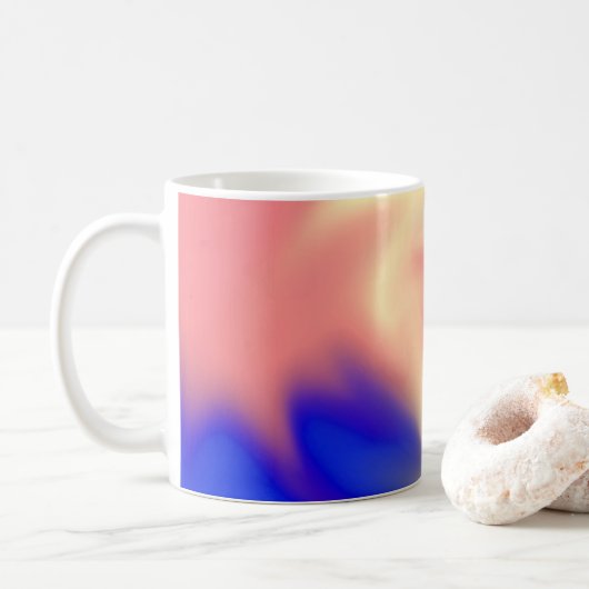 Koffie-mok met perzikkleurig, geel en blauw koffiemok (Met donut)