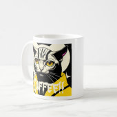 Koffie mok met poes in een gewaad (Voorkant links)