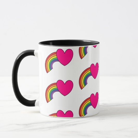 Koffie-Mok met regenbogen en warmroze harten Mok (Links)