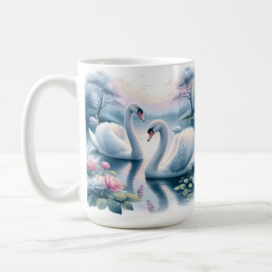 Koffie Mok - Mooie zwanen in rustig water (Links)