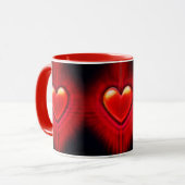 Koffie mok. Rood & zwart hart ontwerp keramische m Mok (Voorkant links)